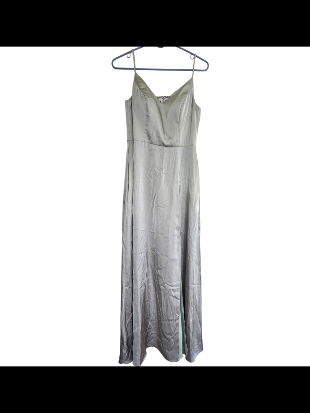 AW Bridal Sage Green Satin Maxi Dress – Elegant & Timeless